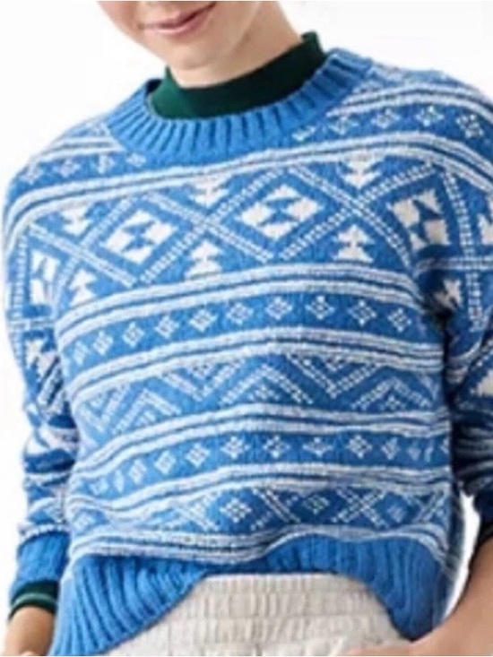 American Eagle Outfitters Sweaters - American Eagle Blue Patterned Crewneck Sweater - Classic Fair Isle Style